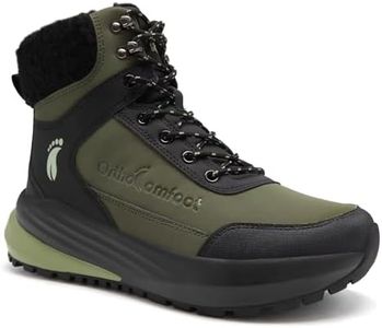 Men's Orthopedic Wide Winter Comfortable Snow Boots: Warm Lined Orthotic Arch Support Plantar Fasciitis Orthotic Metatarsal Fashion Shoes, Outdoor Camping Slip Resistant Ankle Boots Green Size 11.5