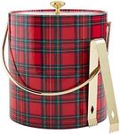 Mud Pie, Red, 8" x 7" dia | tongs 6 1/2" Tartan Vinyl Ice Bucket Set