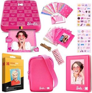 Kodak x Barbie Step Slim Wireless Instant Portable Photo Mobile Printer Gift Bundle (Iconic Style)+ Barbie Camera Case, Photo Album, Sticker & Hanging Frames, 50 Stickers + Zink Paper (20 Sheets)
