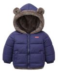 JiAmy Baby Winter Fleece Coat Kids Boys Jacket Outwear Girls Padded Clothes Navy 1-2 Years