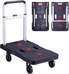 Katsuyoku Folding Hand Truck Portable Easy Folding Platform Transport Hand cart with 330lbs Capacity Practical handling Tools for Household Industrial Black