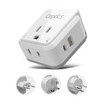 Israel, Jordan Power Plug Adapter Travel Ceptics, Safe Dual USB & USB-C 3.1A -2 USA Socket -Compact & Powerful - Use in Jerusalem, Palestine, UAE - Includes Type H, Type C, Type G Swadapt Attachments