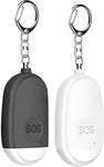 DigitCont Personal Alarm , Rechargeable Battery, LED Light, Waterproof, Emergency, Self Defense, Keychain SOS Alert for Women Kids Elders with Charging Cable (Black + White)