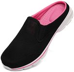 Unisex Slippers Casual Clog House Shoes Comfort Slip-On Walking Mules with Indoor Outdoor Anti-Skid Sole for Men and Women, Black Rose, 6 UK