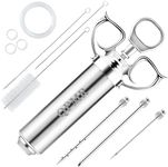 QPMR Meat Injector Syringe Kit, 2-oz Large Capacity Marinade Turkey Injector with 3pcs Stainless Steel Marinade Injector Needles for BBQ Grill Smoker & Turkey & Brisket