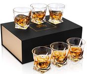 KANARS Crystal Whiskey Glass - Set of 6 Rocks Glasses 10 Oz in Luxury Box - Lowball Bar Tumblers for Scotch Cocktail Irish Whisky Cognac Rum - Father's Day Gifts for Men Dad - Ultra Clear