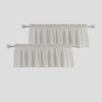 2 Pieces Beige Valance for Windows 16 inch Farmhouse Natural Linen Textured Short Small Mini Curtains Topper Vintage Rustic Crude Sheers Living Room Bedroom Door Kitchen Bathroom Rod Pocket 52"Wx16"L
