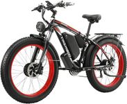 YinZhiBoo Electric Bike for Adults, 48V 22Ah Fat Tire Ebike Dual Motor 2000W 35MPH Electric Bicycles 21-Speed with Ignition Lock Hydraulic Disc Brakes (Black/Red)