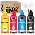 Hiipoo Sublimation Ink Refilled Bottles Work with WF7710 ET2760 ET2720 ET2803 ET2800 C88+ XP-4105 Inkjet Printer Heat Press Transfer on Mugs Plates T-Shirts Pillows Phone Case（B/C/M/Y）…