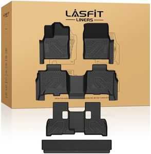 LASFIT Floor Mats & Cargo Mat for Toyota Sequoia 2023-2025, TPE All Weather Protection Rubber Car Liners Custom Fit for Sequoia Accessories 1st & 2nd & 3rd Row & Cargo Mats, Black