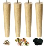 KOIKEY Coffee Table Wood Furniture Legs 30cm Wooden Round Tapered 5/16’ Bolt Replacement Feet for Chair Cabinet Couch Futon Coffee Table, Nature Wood Color Set of 4