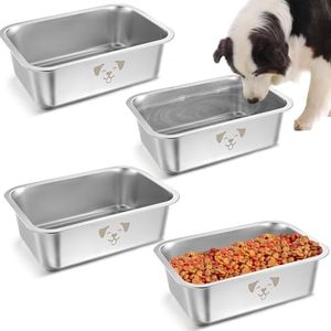 Sweetude 4 Pcs Large Water Bowls for Dogs Large Dog Food Bowls Stainless Steel Extra Large Dog Bowl Metal Pet Bowls Rust Resistant Large Capacity for Pets Dogs (0.85 Gallon)