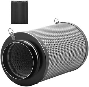 iPower 6 Inch Air Carbon Filter, with Australia Virgin Charcoal for Inline Fan, Hydroponics, Grow Tent, Prefilter Included, Reversible Flange 6" x 16", Black