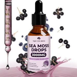 TrueSeaMoss 3000mg Irish Sea Moss Drops with Elderberry & Black Seed Oil for Digestive & Immune Support, Skin Health - 2 Fl Oz BlackBerry