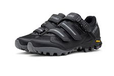 Tommaso Vertice Men's Mountain Bike Shoes - Compatible with SPD Cleats, Gravel, and MTB Shoes for Men, with Durable Vibram Sole NO Cleats, Black - Ratchet Buckle, 8