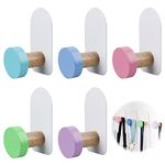 Vugttuon 5Pcs Colorful Adhesive Hooks, Multifunctional Self-Adhesive Hook, Towel Hooks, Adhesive Sticky Hooks, Children's Coat Hooks for Towel, Clothes, Key, Backpacks and Hats (Macaron Color)