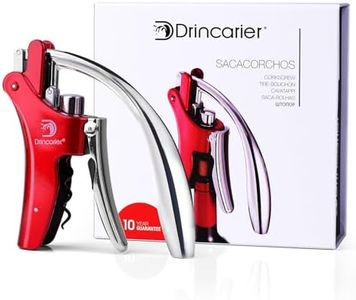 Drincarier Vertical Lever Corkscrew with Non-Stick Worm, Compact Rabbit Wine Opener Wine Bottle Opener with built-in Foil Cutter (Red)