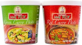 Mae Ploy Thai Green & Red Curry Paste 400g Each Authentic Thai Curry Paste Hot And Mild Chili Asian Food