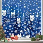 Hianjoo Christmas Window Stickers, 9 Sheets Xmas Glass Stickers with Snowflake Santa Claus Christmas Trees Elk Sled, Gifts for Christmas Indoor Wall Decorations Removable Window Display Showcase Door