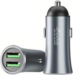 DanYee Car Charger Adapter 【2PACK】 Dual USB Car Charger, 5V 2.4A Cigarette Lighter Adapter Compatible with IP 16/15/14/13/12/11/SE/XR/X/XS, SM S24/S23/S22/S21/S20, Pixel 8/7/6 (2USB 5V-2.4A)