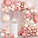 Blush Pink Balloons Garland Arch Kit,144pcs Retro Pink Rose Gold Sand White Confetti Balloons for Girls Women Bridal Baby Shower Valentines Wedding Engagement Birthday Party Decorations