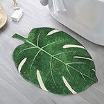 HAOCOO Area Rugs 2'x3' Leaves Velveteen Green Bath Mat Non-Slip Soft Bathroom Rugs Luxury Microfiber Bath Rug Machine Washable Door Carpet for Doormats Tub Shower Christmas Decor