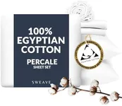 Sweave 100% Egyptian Cotton Percale Sheets Twin Size - Genuine Luxurious 400 Thread Count - Naturally Crisp, Breathable, Skin-Friendly & Cooling - Softer After Each Wash - Oeko-TEX Certified Giza