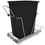 Rev-A-Shelf Pull Out Trash Can for Under Kitchen Cabinets 35 Qt 12 Gallon Garbage Waste Recyling Bin with Full Extension Slides, Black, RV-12KD-18C S