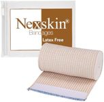 Premium Elastic Bandage Wrap (4" x1) - Nexskin Latex Free Compression Bandages Hook & Loop Fasteners at Both Ends - Lifetime Washable & Reusable Bandages