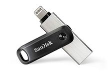 SanDisk iXpand Go Flash Drive, 128GB Flash drive for iPhone, iPad, PC and Mac, iPhone USB Flash Drive, Lightning and USB 3.0 connectors, Automatic Backup, iXpand app, Keychain, Black