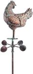 CLYB 3D Large Metal Hen Statue Spinner 79" H Kinetic Garden Chicken Sculpture Decorative Hen Wind Spinner Outdoor Yard Art Antique Copper Hen Garden Stake for Country Farm Patio Lawn Backyard Decor