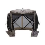 Gazelle Tents 4 Person Waterproof Pop Up 5 Sided Portable Gazebo Screen Canopy Tent with Large Main Door, Wind Panels, and Screens, Desert Sand