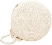 Floerns Women's Round Crossbody Purse Bag Beach Summer Straw Shoulder Bag White Solid One-Size