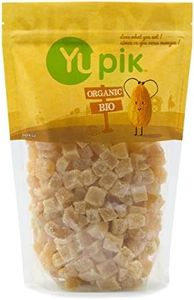 Yupik Organic Crystallized Diced Ginger, 1 kg, Gluten-Free, Kosher, Non-GMO, Vegan, Chewy Candied Ginger, Sugar Coated Cubes, Sulphite-Free, Sweet Snacks, Ideal for Baking, Topping, Teas, Beverages