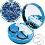 Vastsoon Contact Lens Case, Cute Travel Size Eye Colored Contacts Lenses Applicator Remover Tool Kit with Mirror Solution Bottle for Daily Outdoor (Blue)