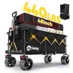 Sekey Collapsible Foldable Extended Wagon with 440lbs Weight Capacity, Heavy Duty Folding Utility Garden Cart with Big All-Terrain Beach Wheels & Drink Holders. Black
