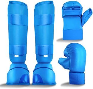 Cyiwniao 6 Pieces Karate Sparring Gear Set Including Karate Gloves Karate Shin Guards Karate Shoes Training Sparring Gear Equipment for Beginners Kids Adults (Medium, Blue)