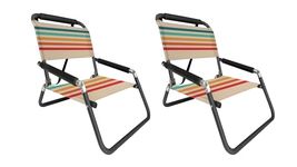 Neso Beach Chairs 2 Pack | Water Resistant with Shoulder Strap and Slip Pocket | Folds Thin (Rainbow, XL), X-Large