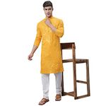 SOJANYA (Since 1958, Men's Pure Cotton Mustard Designer ONLY Long Kurta