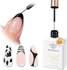 modelones Black French Tip Liner Gel Polish, 15 ML All Black Classic Color Nail Art Paint Swirl with Upgraded Fine Line Brush Soak Off U V DIY Home Salon Professional Manicure Design Gift for Women
