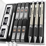 Nicpro 0.5 mm Art Mechanical Pencil Set in Storage Case, 3 PCS Metal Drafting Pencil Lead Pencil with 6 Tube HB Lead Refills, 3 Erasers, 9 PCS Eraser Refills for Artist Writing, Drawing, Sketching