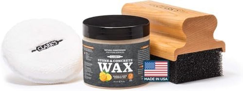 Natural Stone Wax Kit by CLARK’s –Set to Restore Soapstone, Slate, & Concrete Countertops includes Finishing Wax (6oz), Applicator Sponge & Buffing Pad, Enriched with Natural Lemon & Orange Extract