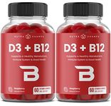 (2 Pack) Vitamin D3 + Vitamin B12 Gummies | D3 500 IU & B12 500mcg Per Gummy | 3-in-1 Enhanced Formula with Vitamin B9 Folate | Smooth Energy, Focus, Metabolism & Immune Support | 120 Gummies