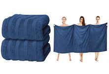 ZZZMRH Luxury 2 Pk R-Blue Bath Sheets Premium Quality 100% Combed Cotton 650 GSM Jumbo Bath Sheet Set Quick Dry Towels Bath Sheets Highly Absorbent 2 R-Blue Extra Large Bath Towels