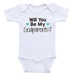 Will You Be My Godparents - Baby OnePiece Bodysuits Rompers, Seafoam Hearts, 3 Months