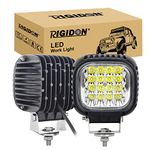 RIGIDON 1 Pcs LED Headlight Tractor, Spotlight 5 inch 48W 4800 Lumens 12V 24V for Car Off road Truck SUV UTE ATV 4x4 Boat Automotive Led Work Light, Waterproof Outdoor Driving, 6000K White Fog Lamp