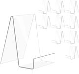 10 Pack Acrylic Book Stand Thickened Clear Book Display Easel Holder for Displaying Tablets Newspaper Magazines Notebooks Textbooks CDs (Clear-Large+Small)