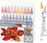 Kuretake ZIG Clean Color Real Brush, NEW 30 colors set C, Flexible Brush Tips, Watercolor Pens for Painting, Drawing, Calligraphy and Brush Lettering for Artists, Made in Japan