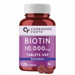 Carbamide Forte Biotin 10000 mcg Tablets for Hair Growth | Hair Vitamins for Men & Women | Biotin Supplement - 120 Tablets