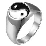 Oidea Stainless Steel Signet Yin Yang Symbol Gossip Transfer Ring Biker Rings for Men,Size 9